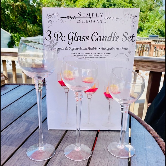 Set of 3 Long Stem Candle Holders - Picture 2 of 4